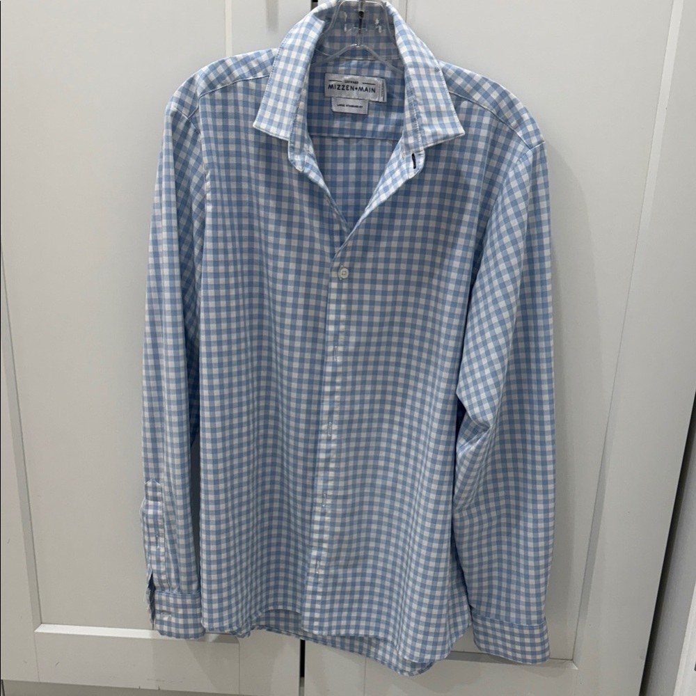 Mizzen+Main Sky Blue Checkered Men's Shirt